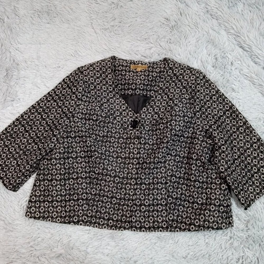 Notations Womens Blazer Black XL One Button Up‎ Geometric Business Wear Lined